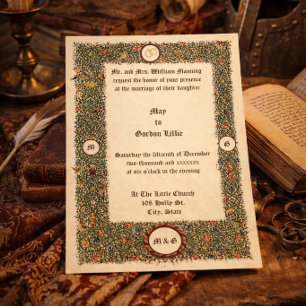 Victorian Era 1899 Medieval Style Wedding Invitation