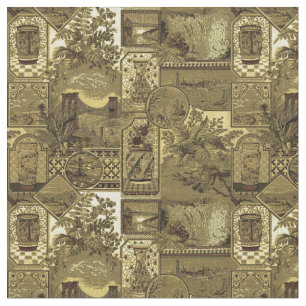 Victorian Era Anglo-Japanese Style Owls Pattern Fabric