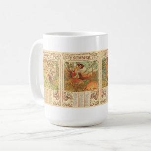Victorian Era Art Nouveau Calendars by Mucha Coffee Mug