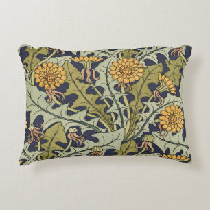 Victorian Era Art Nouveau Dandelion Flower Pattern Accent Pillow