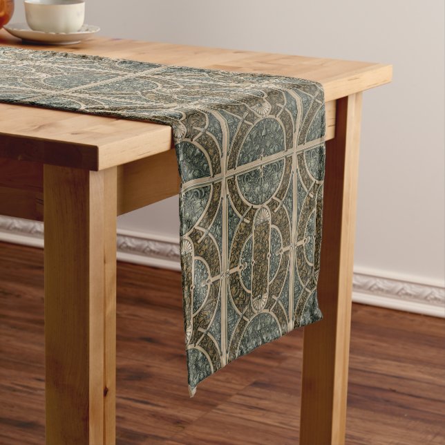 Victorian Era Art Nouveau Foliage by Anton Seder Short Table Runner (In Situ)