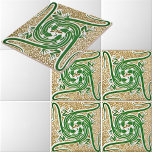 Victorian Era Art Nouveau Four Lizards Pattern Tile<br><div class="desc">This is a digitally enhanced print pattern design derived from an antique Victorian era art nouveau or arts and crafts style lizard design by Maurice Pillard Verneuil. You can customize the background colour.</div>