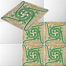 Victorian Era Art Nouveau Four Lizards Pattern