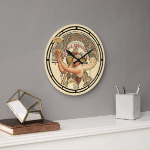 Victorian Era Art Nouveau French Champagne Ad Large Clock