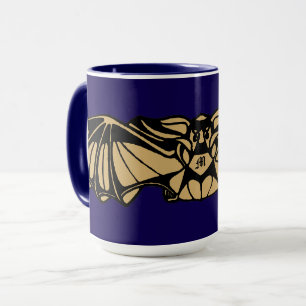 Victorian Era Art Nouveau Gothic Bat Monogram Mug