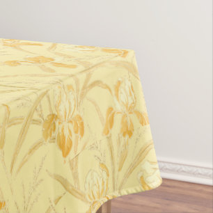 Victorian Era Art Nouveau Iris Floral Pattern Tablecloth