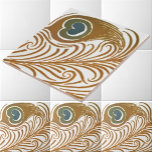 Victorian Era Art Nouveau Peacock Feather Pattern Tile<br><div class="desc">This is a digitally enhanced print pattern design derived from an antique Victorian era art nouveau peacock feather design by Maurice Pillard Verneuil. You can customize the background colour.</div>