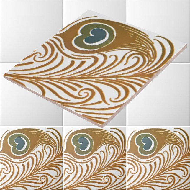 Victorian Era Art Nouveau Peacock Feather Pattern Tile (Creator Uploaded)
