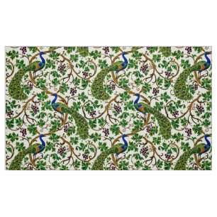 Victorian Era Art Nouveau Peacocks Grapevine Fabric
