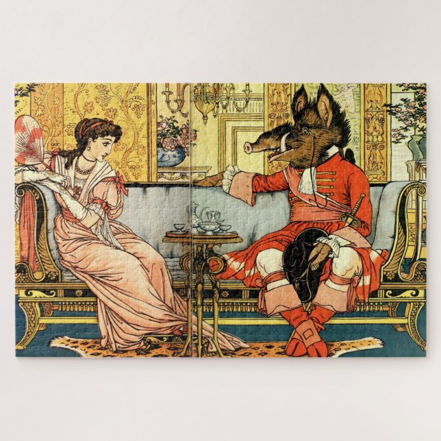 Victorian Era Beauty and the Beast by Walter Crane Jigsaw Puzzle (Horizontal)