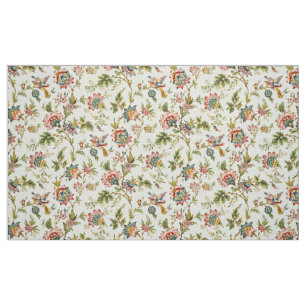 Victorian Era Birds On Flowering Foliage Pattern Fabric
