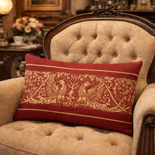 Victorian Era Eagles Foliage Frieze Lumbar Pillow