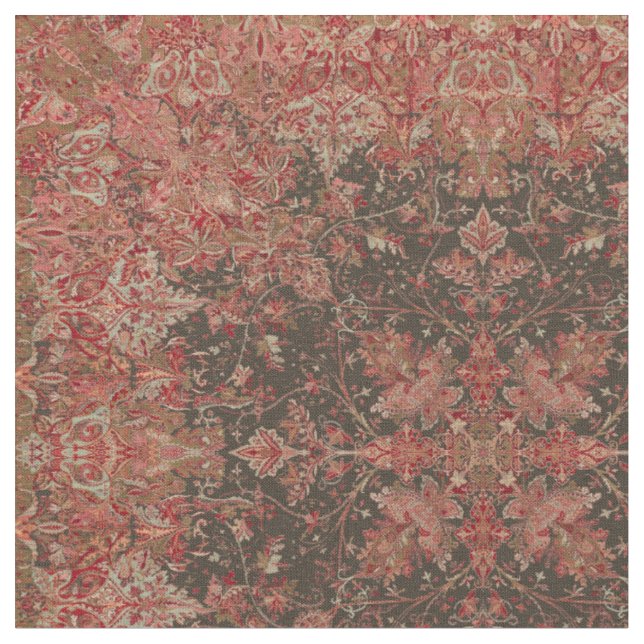 Victorian Era European Foliage Pattern Print Fabric (Close Up)