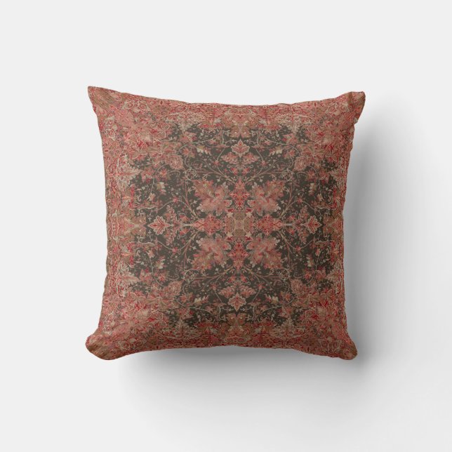 Victorian Era European Foliage Pattern Print Throw Pillow (Front)