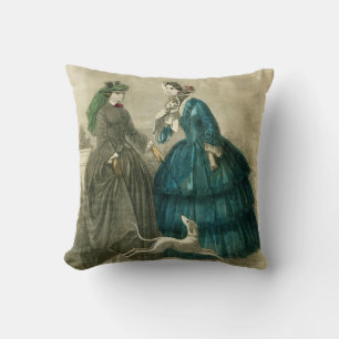 Victorian Era Fashion Throw Pillow