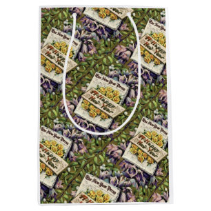 Victorian Era Floral Happy New Year Gift Bag