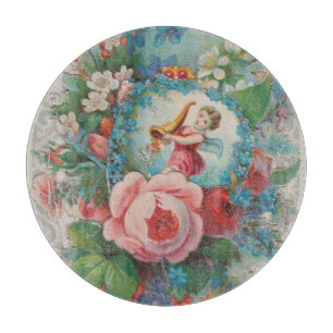 Victorian Era Floral Valentine's Card, Roses, 1879 Cutting Board
