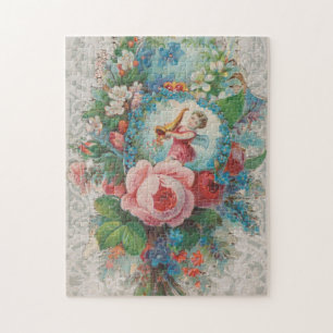 Victorian Era Floral Valentine's Card, Roses, 1879 Jigsaw Puzzle