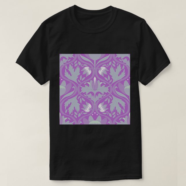 Victorian Era Florals No.14 [Ghost and Rich Lilac] T-Shirt (Design Front)