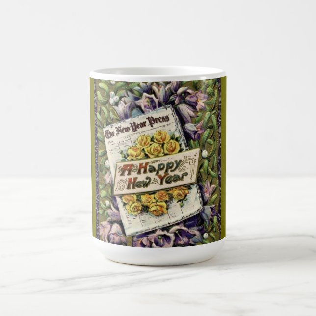 Victorian Era Flowers Happy New Year Mug (Center)