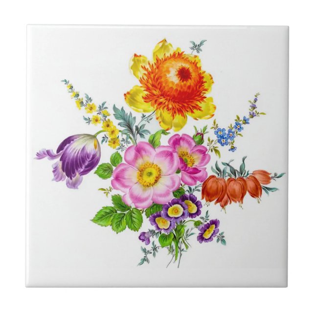 Victorian Era Flowers Tile (Front)