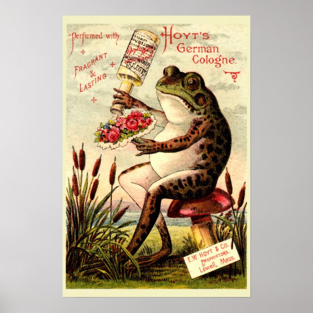 Victorian Era Frog on Toadstool Perfume Ad Poster (Front)