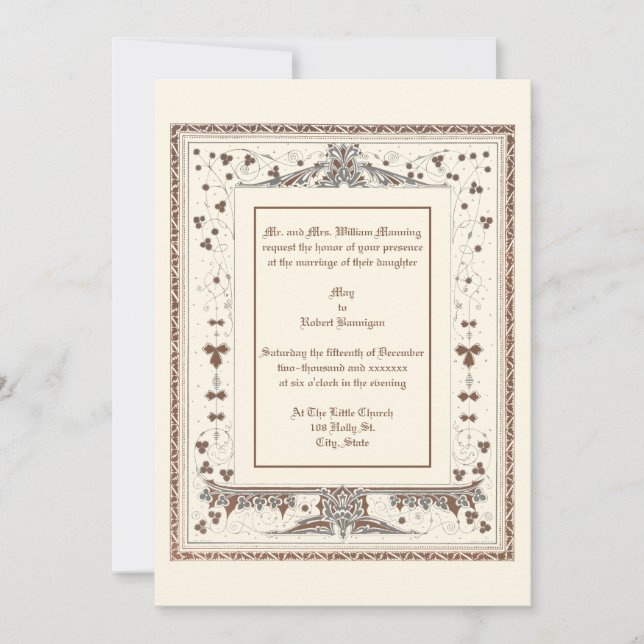 Victorian Era Kate Greenaway Border Wedding Invitation (Front)