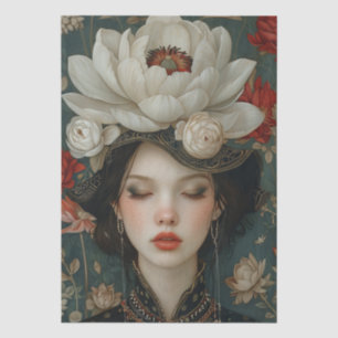 Victorian Era Lady Floral Headdress Decoupage Tissue Paper