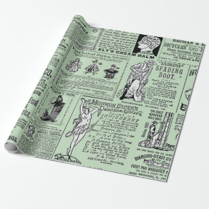 Victorian Era Newspaper Advertising Women Men Wrapping Paper