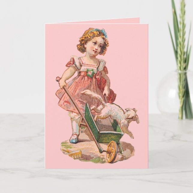 VICTORIAN ERA NOTECARDS - LITTLE GIRL & DOG (Front)