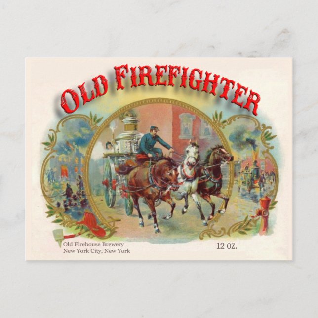 Victorian Era Old Firefighter Postcard (Front)