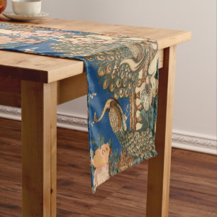 Victorian Era Peacocks, Fruit & Flowers Pattern Short Table Runner