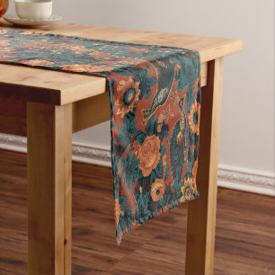Victorian Era Peacocks & Peafowl Floral Pattern Short Table Runner