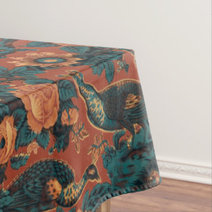 Victorian Era Peacocks & Peafowl Floral Pattern Tablecloth