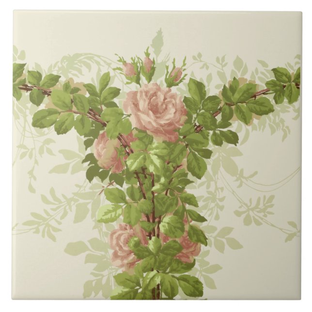 Victorian Era Pink Pose Frieze Tile (Front)