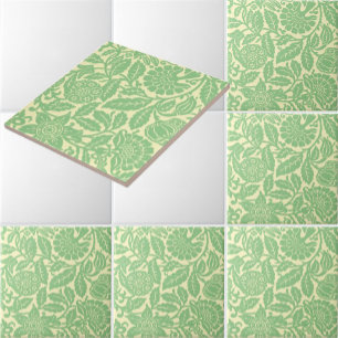 Victorian Era Pomegranate & Floral Chintz Pattern Tile