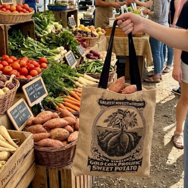 Victorian Era Rustic Faux Burlap Potato Sack Tote Bag (Creator Uploaded)