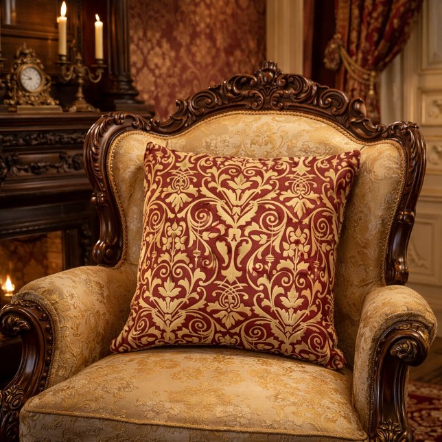 Victorian Era Scrolling Floral Foliage Pattern Throw Pillow (Creator Uploaded)