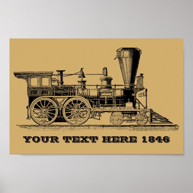 Victorian Era Steam Engine Locomotive Train Poster (Front)