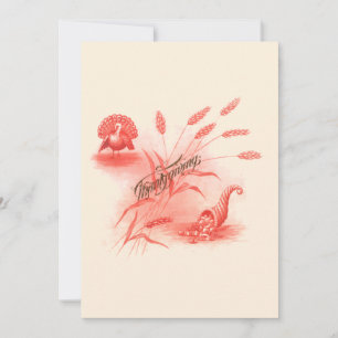 Victorian Era Turkey & Cornucopia Thanksgiving Holiday Card