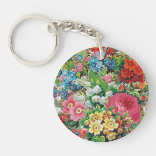 Victorian Era Valentine's Card, Floral Bouquet Keychain
