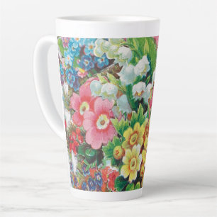 Victorian Era Valentine's Card, Floral Bouquet Latte Mug