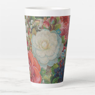 Victorian Era Valentine's Card, Floral Bouquet Latte Mug