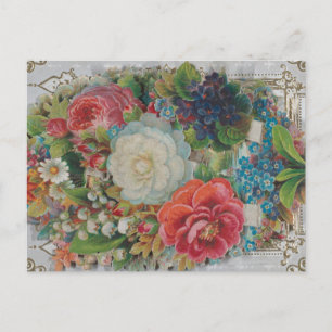 Victorian Era Valentine's Card, Floral Bouquet Postcard