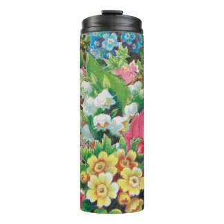 Victorian Era Valentine's Card, Floral Bouquet Thermal Tumbler