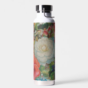 Victorian Era Valentine's Card, Floral Bouquet Water Bottle