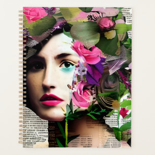 Victorian Era Vintage Woman with Pink Flowers Planner