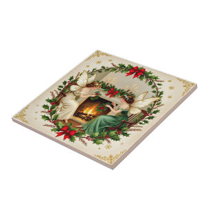 Victorian Fairies Christmas Spirirt Tile
