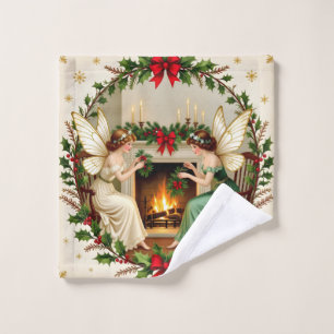 Victorian Fairies Christmas Spirirt Wash Cloth