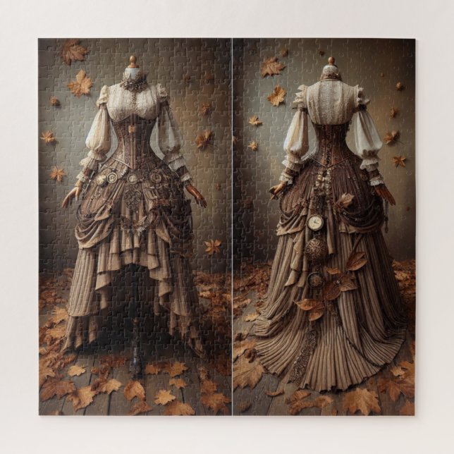 Victorian Fall Leaves Fashion Design Jigsaw Puzzle (Vertical)